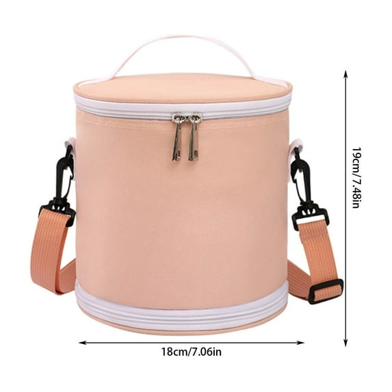 LanSuare Color Block Cylindrical Insulation Bag, Crossbody Bento Carrier for Work Lunch, Classroom Meals, Outdoor Picnic Storage