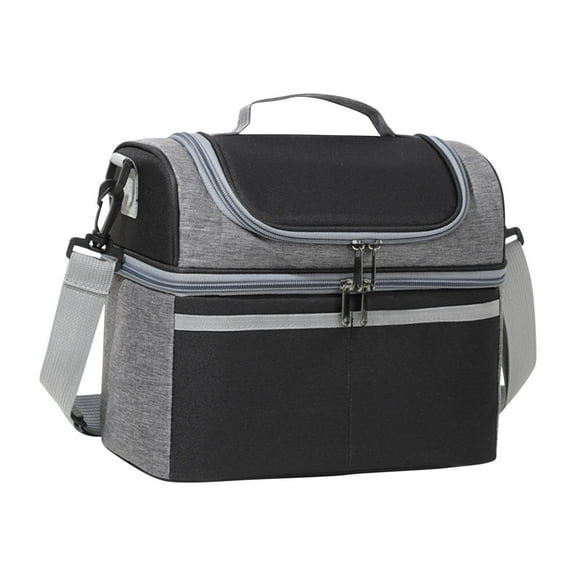 LanSuare Double Layer Insulated Lunch Bag, Large Capacity Portable Bento for Outdoor Picnic, Work Commute, Classroom Meal Carrier