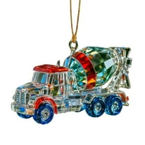 LanSuare Excavator Christmas Ornaments, 3.1" 2D Acrylic Christmas Hanging Ornaments, Personalized Christmas Ornament for Xmas Tree, Indoor Outdoor Decor
