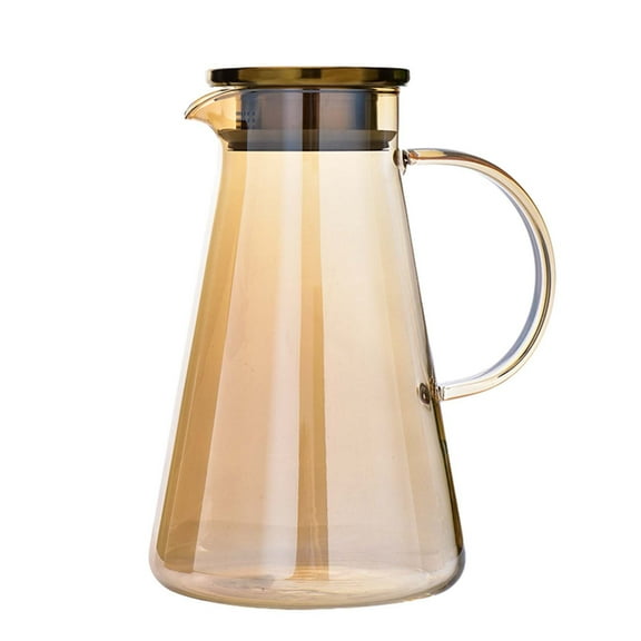 LanSuare Glass Beverage Pitcher, Heat-Resistant Glass Beverage Pitcher, Leak-Proof Lid & Handle for Iced Tea/Lemonade, Microwave & Dishwasher Safe