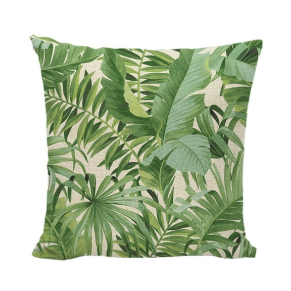 LanSuare Green Leaf Print Throw Pillow Covers, 17.71×17.71 inch Large Cozy Pillow Covers for Couch Sofa, Living Room, Home Decor