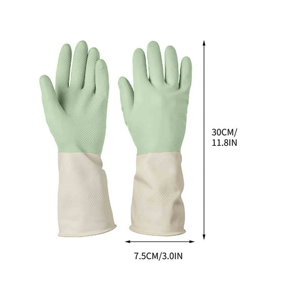 LanSuare Heavy-Duty Cleaning Gloves, Thickened Rubber Dishwashing Pair, Household Chores, Chemical-Resistant, Long Cuff Protection