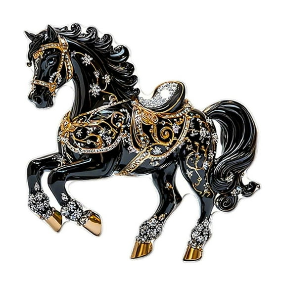 LanSuare Horse Christmas Ornament, 3.14Inch Acrylic 2D Plane Christmas Hanging Ornaments, Suitable for Porch, Wall, Front Entry, Christmas Tree Decor, Black