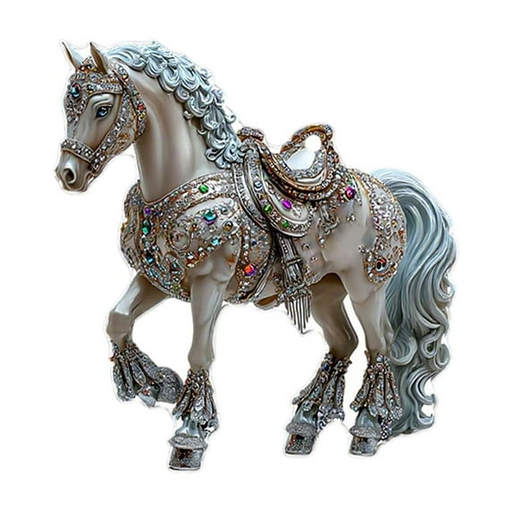 LanSuare Horse Christmas Ornament, 3.14Inch Acrylic 2D Plane Christmas Hanging Ornaments, Suitable for Porch, Wall, Front Entry, Christmas Tree Decor, White