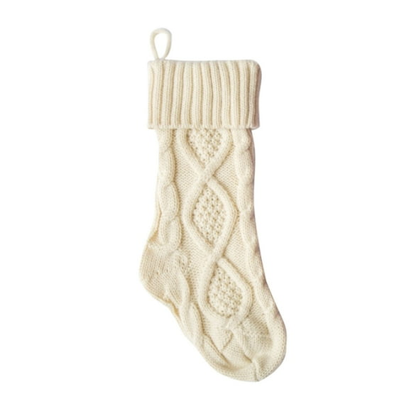 LanSuare Knitted Christmas Stockings, 14Inches Red Green WhiteXmas Large Stockings, Hanging Stockings Candy Gift Bags for Home Fireplace, Christmas Decoration