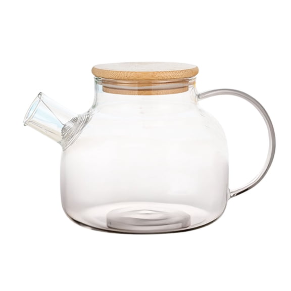 LanSuare Large Capacity Glass Water Pot, Clear Cold Water Glass Jug Pitcherwith Bamboo Lid with Easy-Pour Spout, for Summer, Drinks, and Family Use