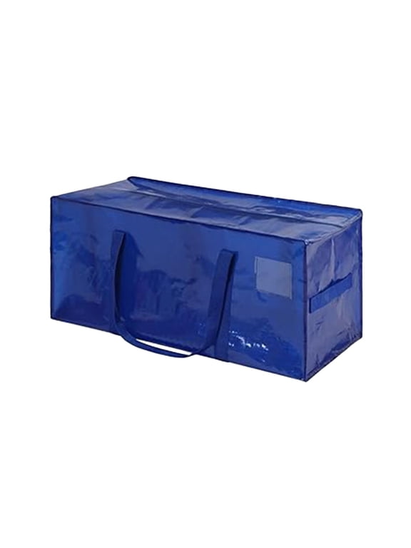 Large Storage Bags, Huge Moving Bags Heavy Duty with Zipper and Stronger Handles, Big Foldable Duffle Bag for Travel, Waterproof Plastic Protects Moisture(29"x14"x13", Blue)