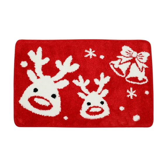 LanSuare Merry Christmas Doormat, 15.74x23.62 Inch Washable Soft Non-Slip Snowflake Deer Snowman Rugs, for Entryway, Bedroom, Living Room, Laundry Room