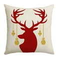 thumbnail image 1 of LanSuare Merry Christmas Pillow Cover, 18x18 Inches Red White Christmas Tree Elks Pattern Pillowcase, for Sofa Couch, Christmas Office, Bedroom Decoration, 1 of 6