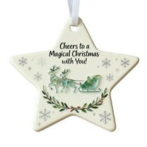 LanSuare Merry Christmas Sea Glass Decor, Acrylic Star-Shape Christmas Tree Hanging Ornaments, Friendship Ornament Keepsake, Sea Glass Art Gift for Best Friends