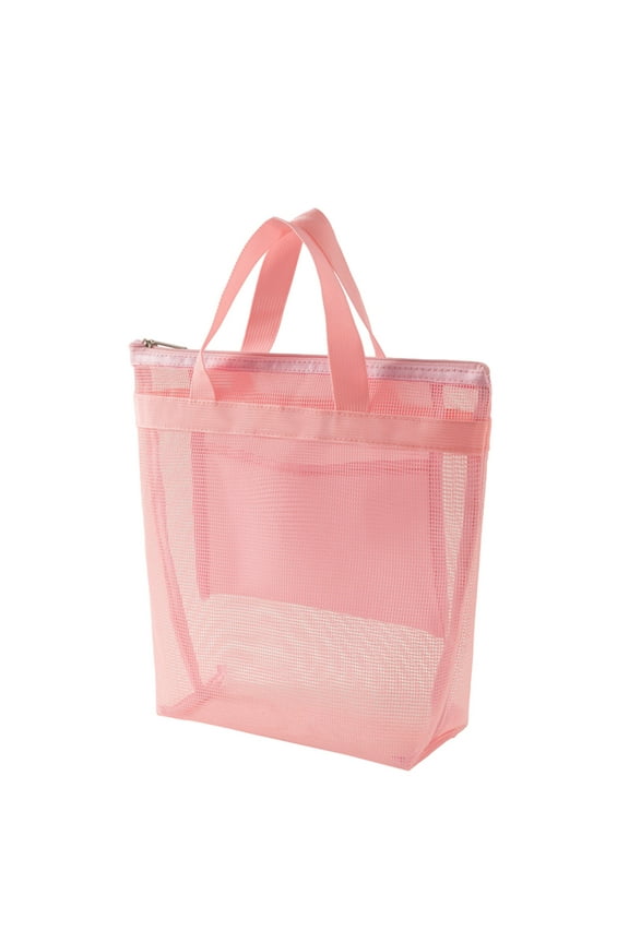 Mesh Beach Bag, Portable Travel Organizer for Gym Swim Bathroom, Cosmetic Tote for Beach Pool and Locker Storage