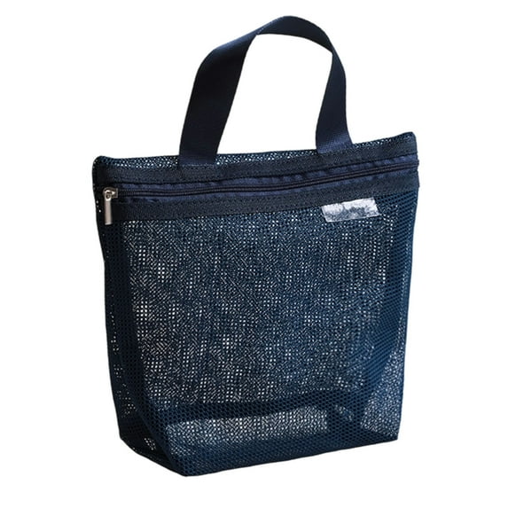 LanSuare Mesh Beach Bag with Zippered Pockets, Water-Resistant Hollow Design for Swimsuits, Makeup, Travel & Pool Essentials