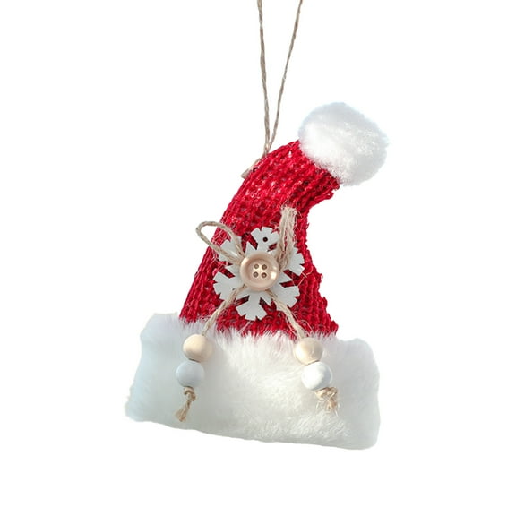 LanSuare Mini Christmas Santa Red Hats, 3.1Inch Plush Hanging Xmas Ornaments, Knitted Santa Hats Decorations for Family Holiday, Xmas Party Decorations