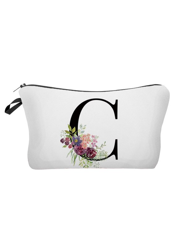 Personalized Makeup Bag, Alphabet Initial Cosmetic Pouch, Gift for Women, Bridesmaid/Mom/Bride Travel Organizer