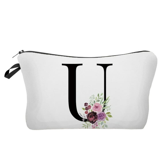 LanSuare Personalized Makeup Bag, Alphabet Initial Cosmetic Pouch, Gift for Women, Bridesmaid/Mom/Bride Travel Organizer