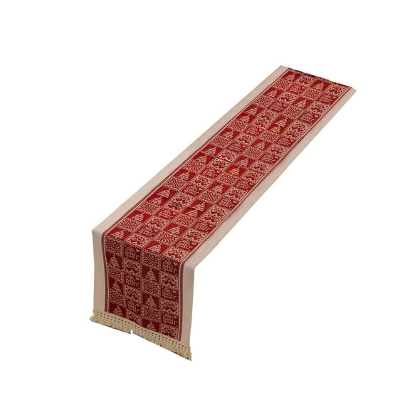 LanSuare Red Print Christmas Table Runner, 14x71Inch Seasonal Xmas Polyester MatteTables Runners, for Kitchen ,Holiday Party Decor, Housewarming Gift