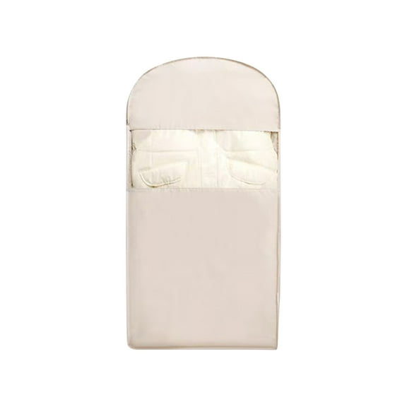 LanSuare Hanging Garment Bag, Space-Saving Down Coat Organizer for Closet, Beige Zippered Cover