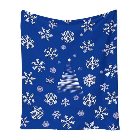 LanSuare Snowflake Flannel Christmas Throw Blankets, 51x39Inch Soft Warm Lightweigh Holiday Blanket for Couch, Sofa, Gift Idea for Family, Blue