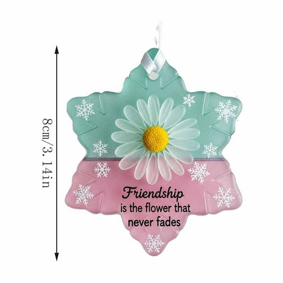 LanSuare Snowflake-Shaped Sea Glass Friendship Decor, 3.14Inch Acrylic Timeless Friendship Star Keepsake, Friendship Snowflake Ornament for Christmas Tree Hanging Ornaments