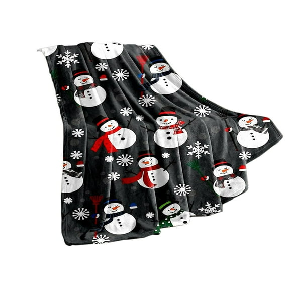 LanSuare Snowman Flannel Christmas Throw Blanket, 37x27Inch Polyester Fiber Soft Warm Lightweight Blanket, for Couch, Sofa, Gift Idea for Family