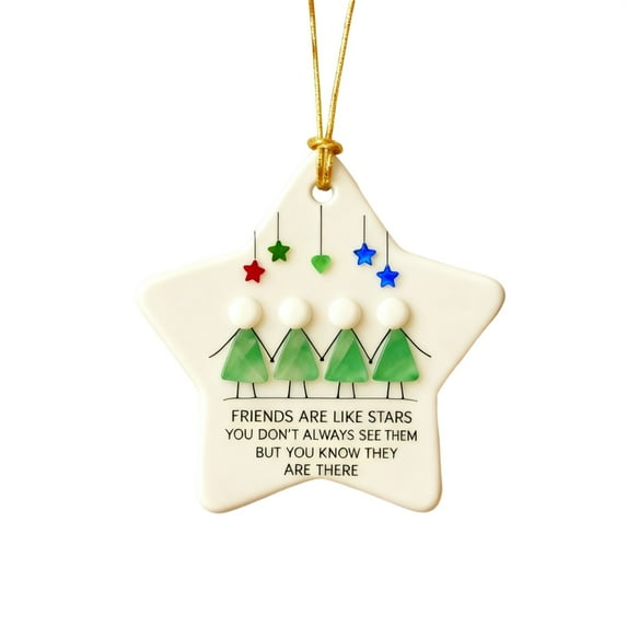 LanSuare Star-Shaped Sea Glass Friendship Decor, Plastic Christmas Tree Hanging Ornaments, Family Holiday Keepsake for Gift, Xmas Ornament for Party Decoration