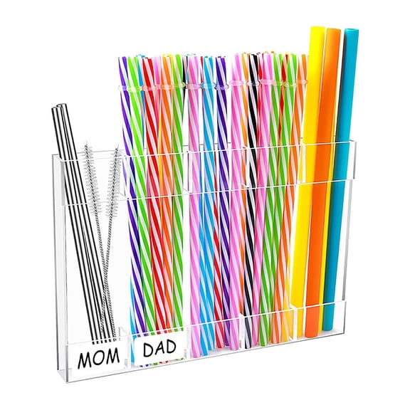 LanSuare Straw Dispenser Stand, Transparent Cabinet Organizer, Kitchen Countertop Storage, Party Drink Station Accessory