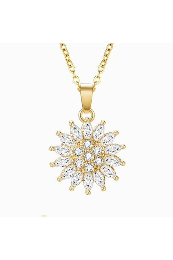 Sunflower Necklace, Silver Gold Plated Spinning Sunflower Necklace Pendant Gifts Jewelry for Women