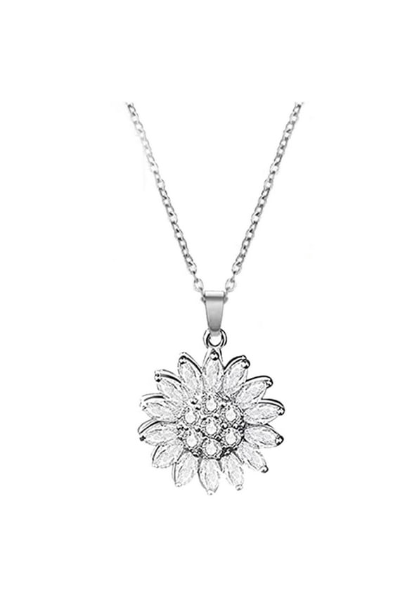 Sunflower Necklace, Silver Gold Plated Spinning Sunflower Necklace Pendant Gifts Jewelry for Women