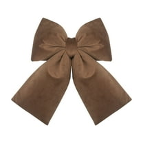 LanSuare Velvet Bows for Christmas Tree Ornaments, Xmas Velvet Twists Ties Bows Suitable for Indoor, Outdoor, Wreaths, Holiday Xmas Tree, Gift Wrapping Crafts(5.5"x4.9", Brown)
