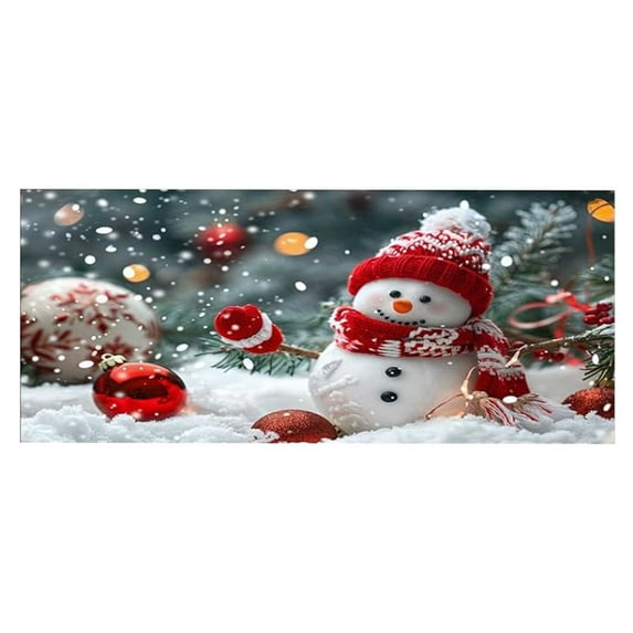 LanSuare Winter Scene Christmas Garage Door Banner, 71x157Inch Garage Snowman Banner Backdrop, for Outdoor, Indoor, Xmas Wall Garages Decoration