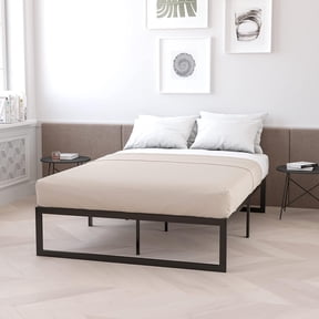 Lana 14 Inch Metal Platform Bed Frame - No Box Spring Needed with Steel Slat Support and Quick Lock Functionality (King)