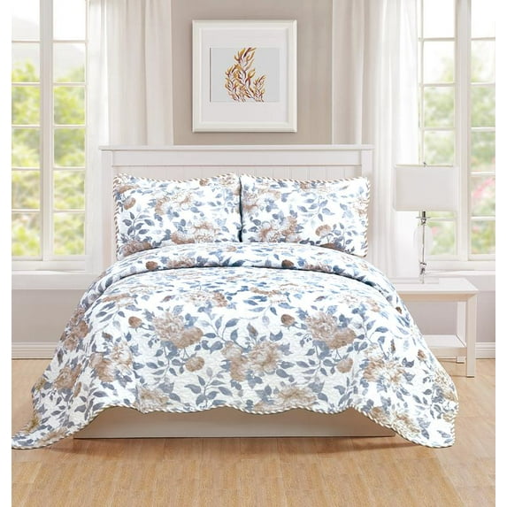 Lana - 3 Piece Quilt bedspread Set queen & king size - Taupe