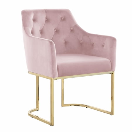 Lana Gray Tufted Velvet Arm Chair in Gold