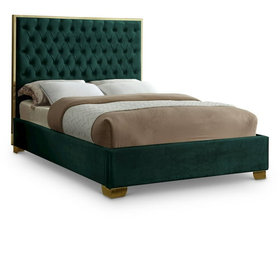 Lana Green Velvet King Bed-Color:Green Velvet,Finish:Gold,Style:Contemporary