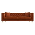thumbnail image 1 of Lana Mid-Century Modern Rectangular Tight Back Velvet Sofa in Orange, 1 of 6