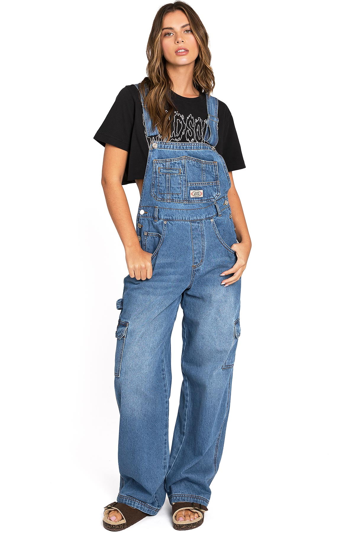 DENIM DUNGAREE 新品 Lana Roux 90s Retro Dungaree Utility Denim Twill Jumpsuit