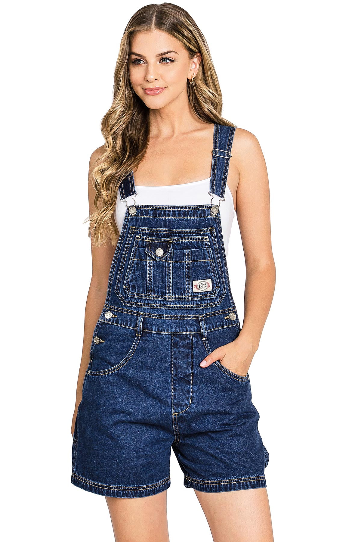 Lana Roux 90s Retro Revolt Dungaree Utility Denim Romper Short Overalls ...