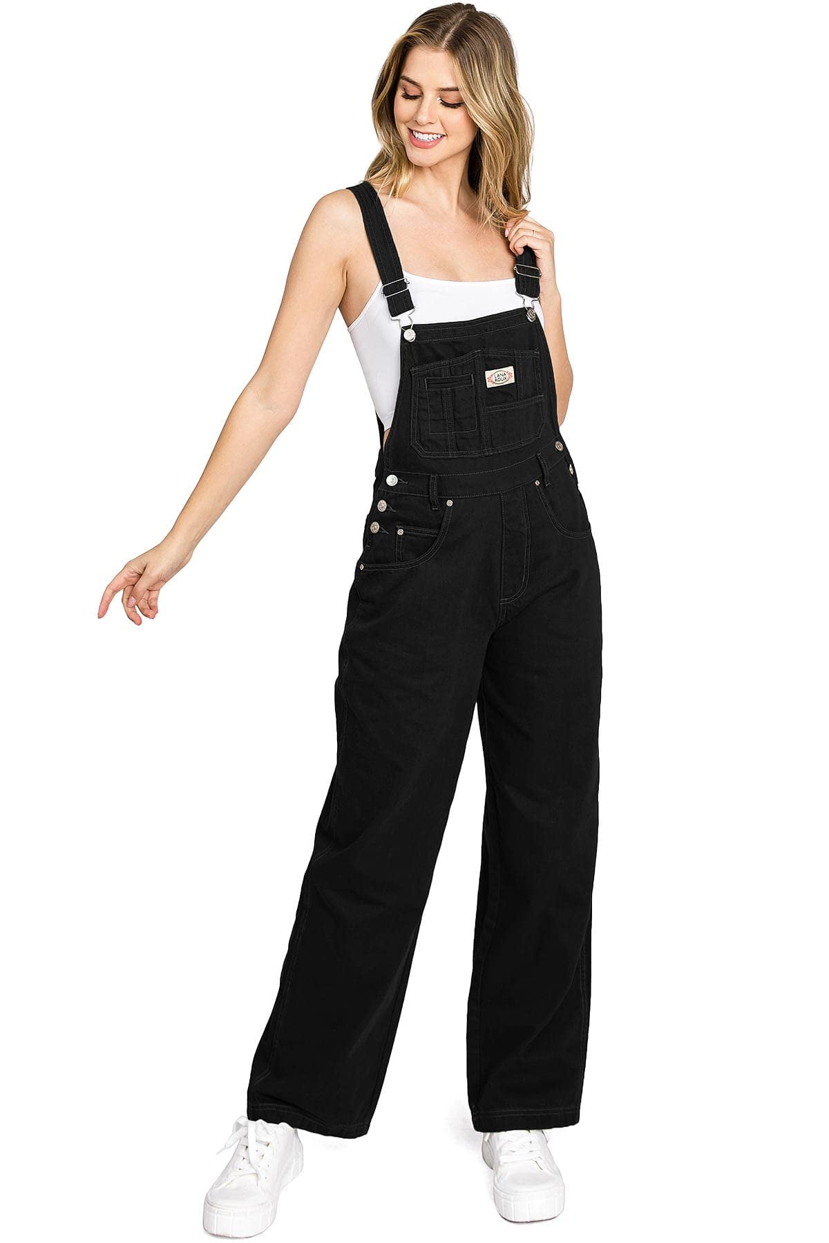 Ladies black dungarees cheap