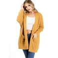 thumbnail image 1 of Lana Roux Women's Juniors Popcorn Fuzzy Eyelash Knit Cardigan (Mustard, Medium-Large), 1 of 4