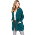 thumbnail image 1 of Lana Roux Women's Juniors Popcorn Fuzzy Eyelash Knit Cardigan (Teal, Medium-Large), 1 of 4
