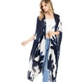 thumbnail image 1 of Lana Roux Women's Lightweight Boho Layering Kimono (One Size, Navy), 1 of 4