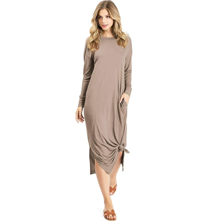 Long sleeve midi t shirt dress sale