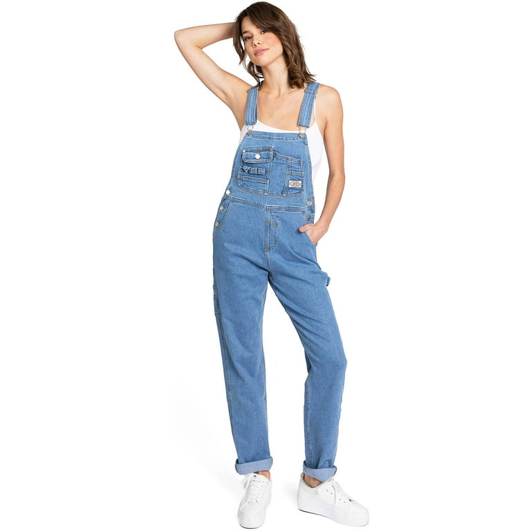 Lana Roux Womens Slim Straight Leg Jean Stretchy Gardening Tall Fit Overalls Medium Denim Small