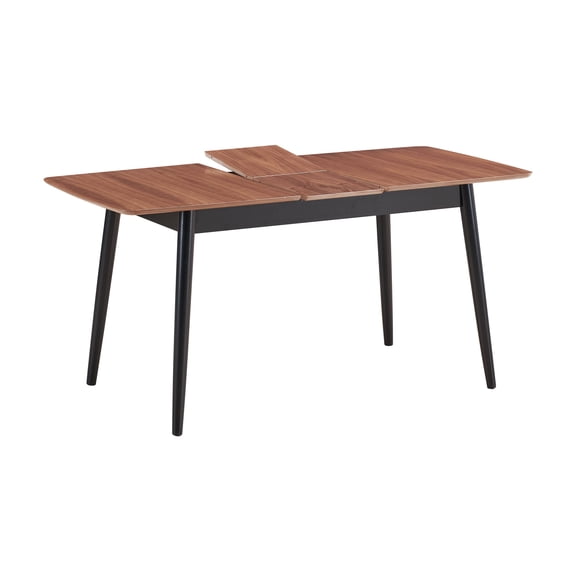 Lanae Natural & Black Finish Dining Table (Extension Bufferfly Leaf)