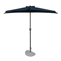 Lanai 9-ft Half Umbrella - Navy Blue - Polyester Canopy