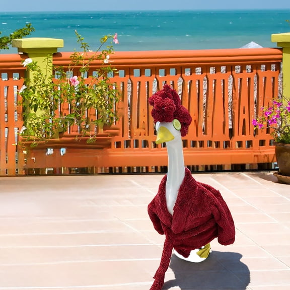 Lanai Gooses Winter Lanai Accessories Bathrobe, Outdoor Courtyard Cement Decoration Statue for Christmas Home Setting and Mantel Display, Family Gathering Holiday Party Favor and Front Door Akmoler