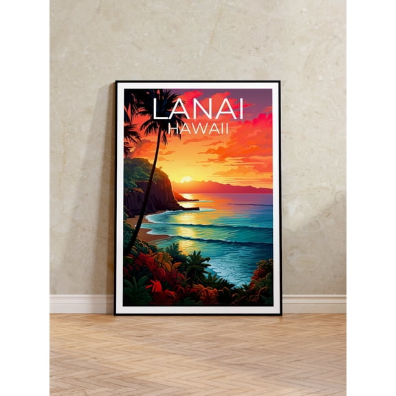 Lanai Hawaii Beach Island Travel Wall Art Decor Unframed Paper Print