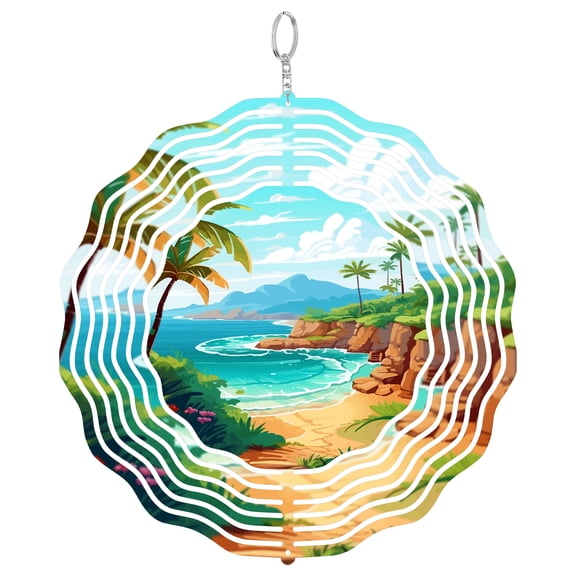 Lanai Hawaii Pineapple Island 3D Wind Spinner Stainless Steel Hanging Decor Garden Art Tropical Seclusion Gift