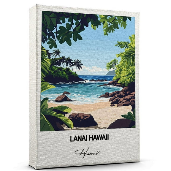 Lanai Hawaii Travel Art Canvas Modern Wall Art Inspired by Hawaii Canvas Great Gift for Travel Lovers Ready to Hang