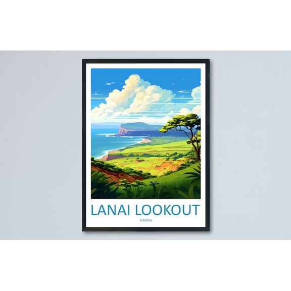 Lanai Lookout Scenic Travel Landscape Hawaii Wall Decor Unframed Paper Print